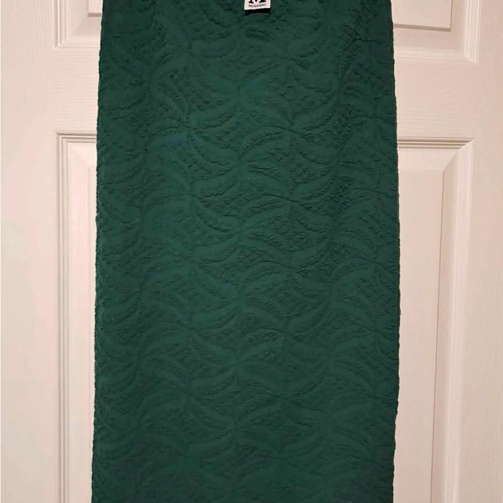 Designer Skirt - Missoni - Green textured bodycon midi skirt